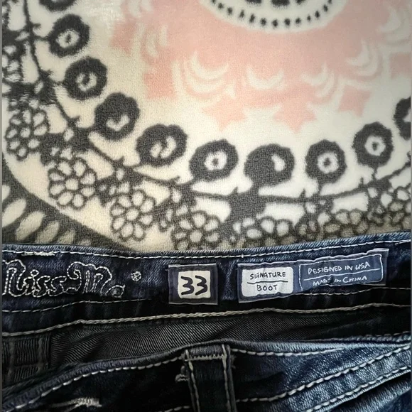 Miss Me Denim Boot Cut Jeans with Silver Cross Embellishments - Picture 2 of 5